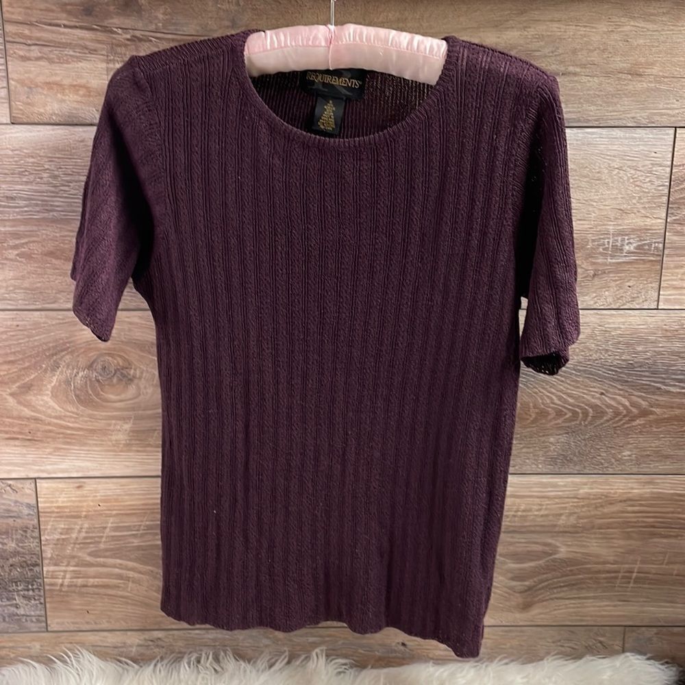 Requirements Pullover Lightweight Short Sleeve Sweater, Size Small, Brown